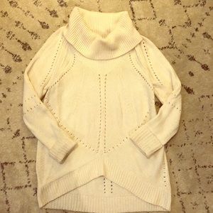 LOFT Cream, long cow neck sweater